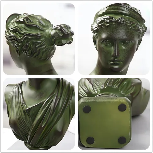 Vista 5 de Estatua de resina griega de Diana de 12 pulgadas, escultura clásica de mitología griega de busto romano para decoración de escritorio del hogar