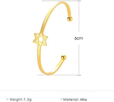 Vista 5 de Pulsera judía con dije de estrella de David para mujeres y niñas