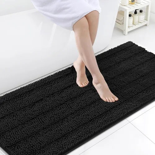 Vista 167 de Grandaily Alfombras de baño de felpilla a rayas de 24 x 16 pulgadas, extra gruesas y suaves, absorbentes, parte trasera de goma, alfombra de ducha