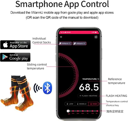 Vista 2 de Heated Socks for Men Women, 5000mAh Rechargeable Battery Heated Socks, Electric Socks Foot Warmer for Hunting Camping Fishing Riding Skiing Outdoor