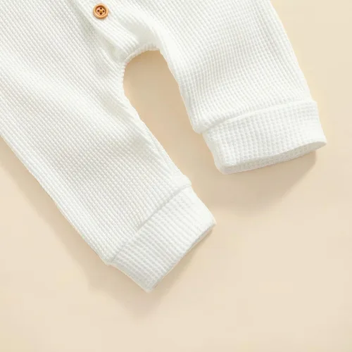 Vista 6 de Ynibbim Mameluco de invierno para recién nacido, para bebé, niño, niña, unisex, con capucha, ropa de gofre, de algodón, con botones