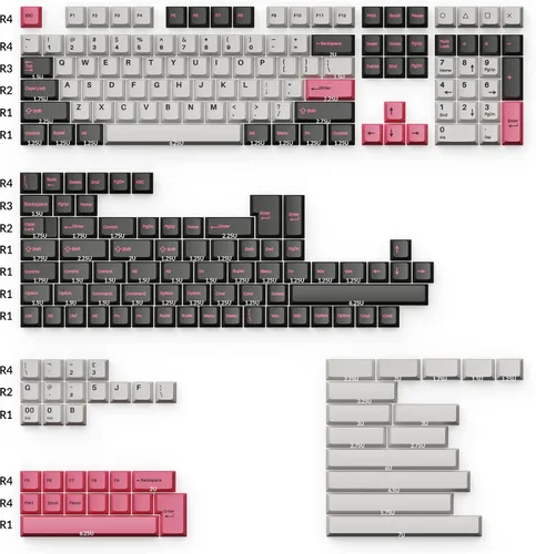 Vista 3 de Keychron Juego completo de teclas PBT de doble disparo (219 teclas), color rosa