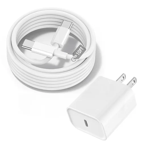 Vista 6 de Cargador rápido para iPhone, [certificado MFi] Bloque de carga rápida USB C de 20 W con cable de Tipo-C a Lightning de 10 pies, carga súper rápida