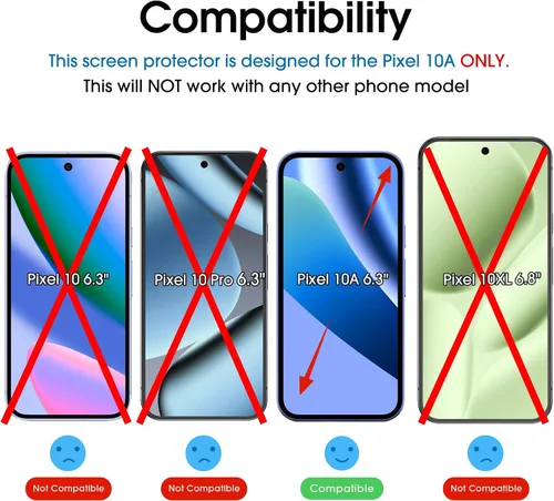 Vista 2 de amFilm Auto-Alignment OneTouch for Google Pixel 10a [6.3"] Screen Protector 2026 Tempered Glass, 30 Seconds Installation, Bubble Free, Case