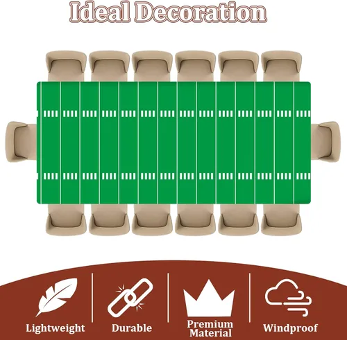Vista 4 de Qyeahkj Suministros para fiestas de fútbol, juego de mantel de rugby, juego de pancartas para mesa de campo de fútbol, incluye banderín de papel