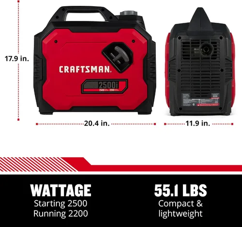 Vista 6 de Craftsman C0010250 Generador portátil de gas de 2,500 vatios - Potencia confiable para actividades al aire libre - Funcionamiento silencioso