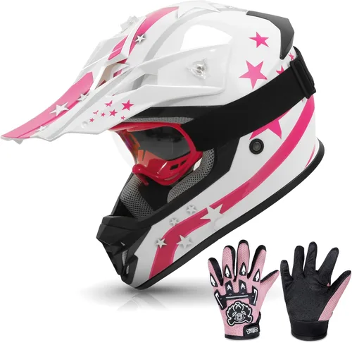 Vista 10 de TCMT Azul Niños Motocross ATV Dirtbike BMX Offroad Cara Completa Juventud Casco Guantes Gafas Aprobado Punto