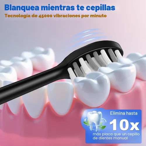 Vista 2 de FXQQZZ Cepillo de dientes eléctrico para adultos y niños, con raspador de lengua y estuche de viaje, 8 cabezales de cepillo, temporizador