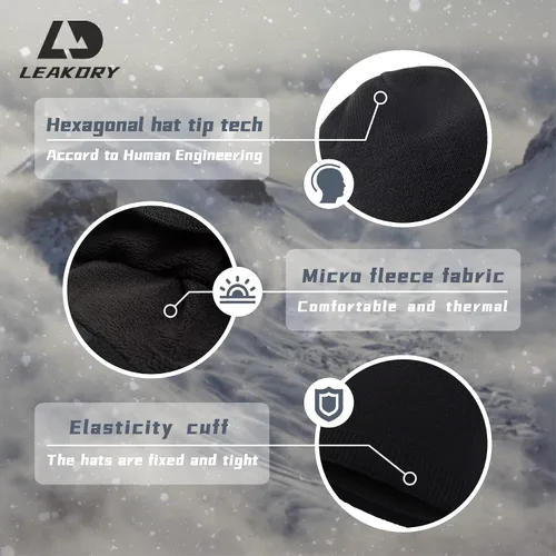 Vista 3 de LEAKDRY Gorro impermeable resistente al viento transpirable para hombre gorro de punto grueso suave cálido