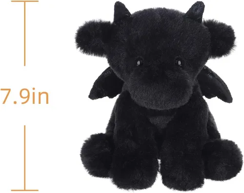 Vista 8 de Apricot Lamb Dragón Negro de Peluche Suave para Niños, Juguetes de Peluche Lindos y Suaves para Niña y Niño, Dragón Negro Esponjoso de Peluche Negro