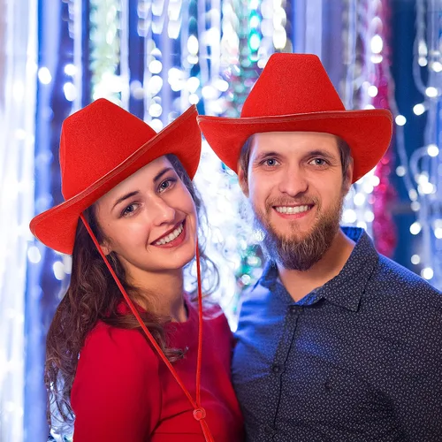 Vista 5 de 9 piezas de sombrero de vaquero para adultos con bandana de vaquero y lentes para disfraz occidental, accesorio de vestir para hombres y mujeres