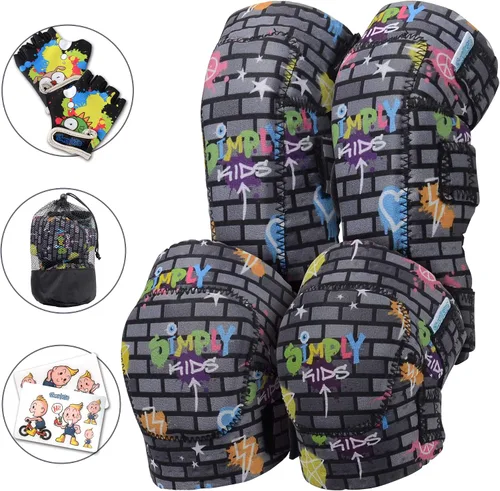 Vista 9 de Rodilleras y coderas para niños de estilo suave con guantes de bicicleta, equipo flexible resistente a los impactos para edades de 2 a 11 años