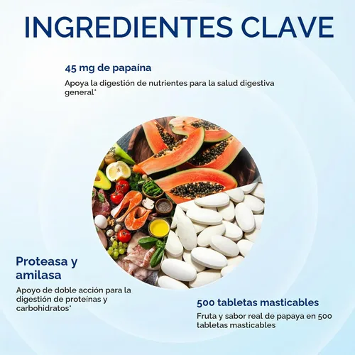Vista 5 de Vitamina World Papaya Enzimas masticables, 500 tabletas