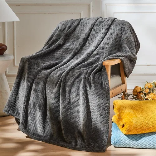 Vista 46 de NEWCOSPLAY Manta de Tiro Súper Suave Aqua Franela Sedosa Premium Fleece con Patrón de Hojas Ligera Manta de Cama para Uso en Todas las Estaciones