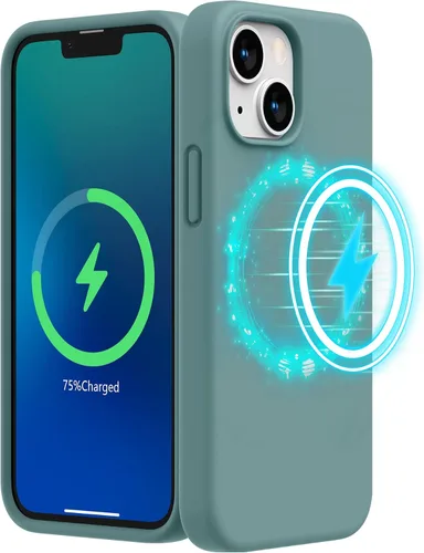 Vista 9 de SURPHY Funda magnética diseñada para iPhone 13 Mini, compatible con MagSafe (versión 2021 de 5.4 pulgadas), funda de silicona líquida con forro