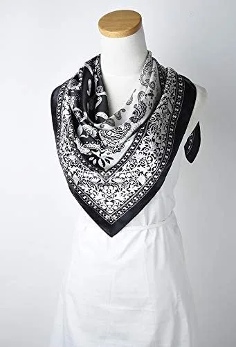 Vista 3 de corciova - Bufanda cuadrada grande para mujer, diadema sedosa para cabello rizado, lazo para dormir por la noche, bandana a la moda, 35 x 35 pulgadas