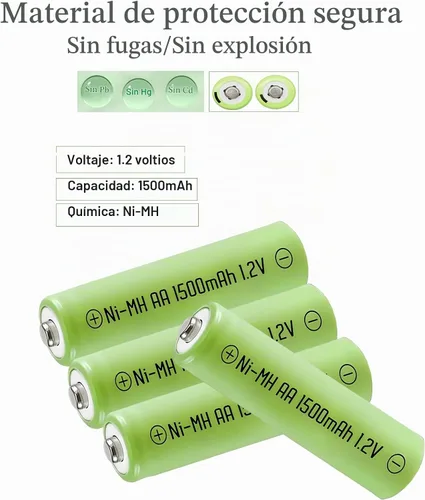 Vista 5 de 12 paquetes de baterías solares recargables de 1.2 V AA 1500 mAh de larga duración