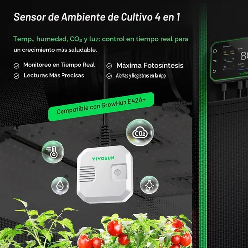 Vista 3 de VIVOSUN Sensor de crecimiento 4 en 1, temperatura del monitor, húmedo, CO2