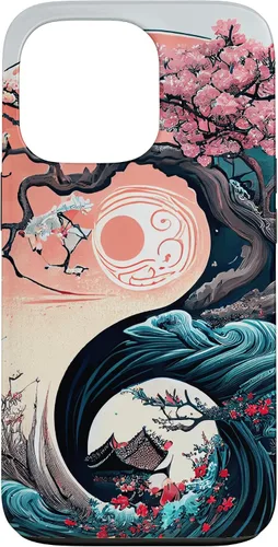 Vista 10 de Funda para iPhone 11 Pro Max Yin Yang Cherry Blossom Bonsái y Great Wave