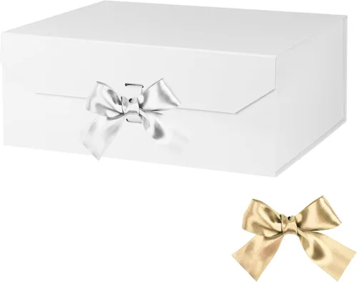 Vista 34 de GoooodGift Caja de regalo negra para regalos de 10 x 7.3 x 3.5 pulgadas, caja decorativa con cinta, caja de regalo vacía con tapa cierre magnético