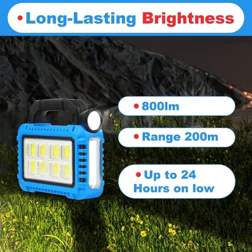 Vista 6 de TANSOREN Linterna de camping accesorios esenciales para engranajes de luces solares, linterna LED para cortes de energía, luces recargables