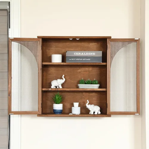 Vista 8 de COLLECTIVE HOME - Armario organizador de pared de 24 pulgadas, gabinete de baño de madera maciza con puerta arqueada, ya montado, 22 x 8 x 24