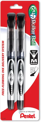 Vista 8 de Pentel Bolígrafo con rodillo 24/7, línea media, tinta roja, caja de 12 unidades (BLD97-B)