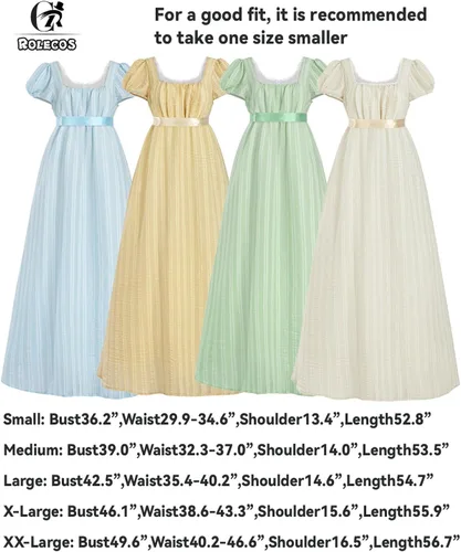 Vista 5 de CR ROLECOS Vestidos de regencia para mujer, mangas abombadas, cintura imperio, vestido de regencia victoriano, vestido de fiesta de té