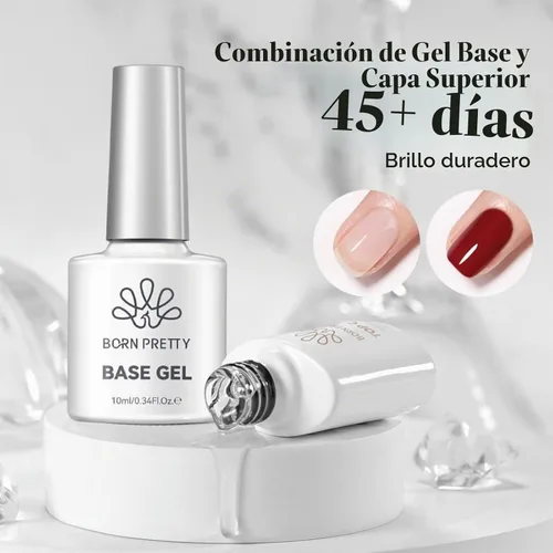 Vista 2 de Born Pretty Juego de Base y Capa Superior de 2 Piezas, Capa Superior de Alto Brillo, Gel Base para Uñas de Larga Duración con Acabado Brillante Base