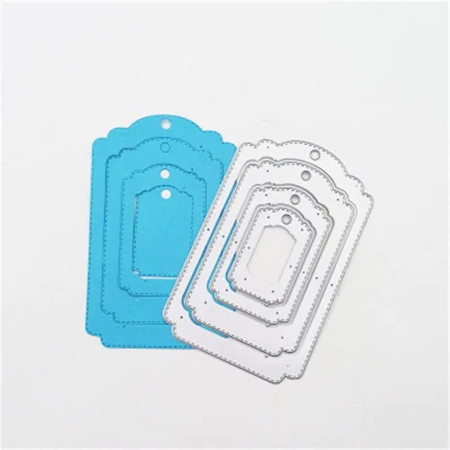Vista 3 de Juego de 4 etiquetas colgantes de metal, 4 unidades/juego de etiquetas de capas troqueladas, plantillas en relieve, molde de plantilla para tarjetas