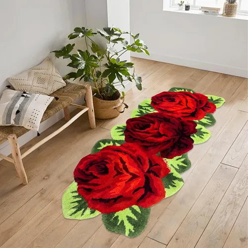 Vista 35 de USTIDE Bonita alfombra de baño de rosas para baño, alfombra de baño naranja de lujo, antideslizante, con forma de flor, alfombra de ducha de felpa