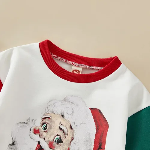 Vista 4 de Hoanselay Traje de Navidad de Papá Noel de manga larga para bebé niño y niña mameluco de mi primera Navidad otoño e invierno
