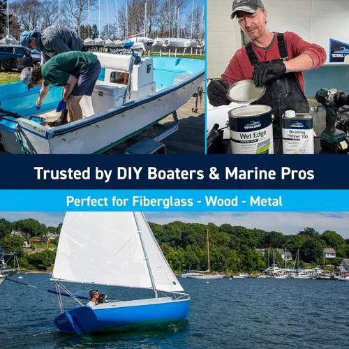 Vista 4 de TotalBoat Wet Edge Topside - Pintura marina con recubrimiento de poliuretano premium para barcos, vehículos recreativos, molduras exteriores, fibra