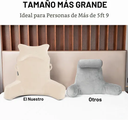 Vista 4 de SLIGUY Almohada de lectura, almohada de descanso para cama con rollo de cuello desmontable y brazo de apoyo superior para sentarse en la cama, sofá