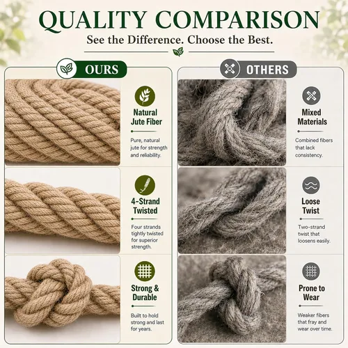 Vista 4 de Cuerda de yute trenzado Manila (1 pulgada x 10 pies) cuerda de cáñamo gruesa natural para manualidades, náutico, barandillas, hamaca, decoración