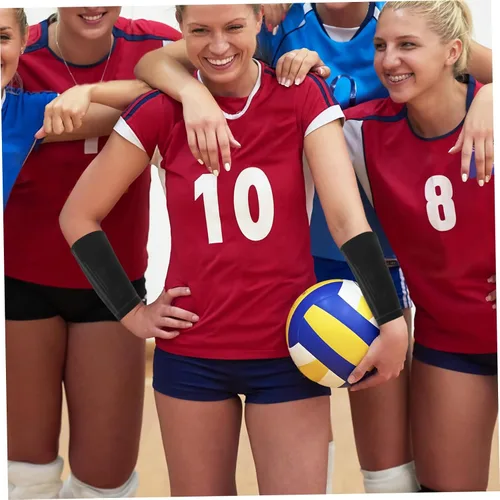 Vista 4 de Mangas de brazo de voleibol para mujer, protector de codo acolchado, muñequera elástica, 1 par de protectores de muñeca deportivos para atletas