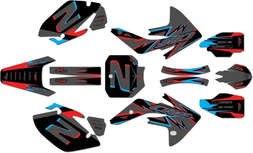 Vista 4 de Kit de gráficos para Honda CRF150R (2007-2023) Serie VIZION Azul 09 Mil - Kit de calcomanías gráficas personalizadas de carreras de motocross, sin