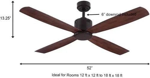 Vista 4 de Kitteridge - Ventilador de techo de madera mediano de 52 pulgadas