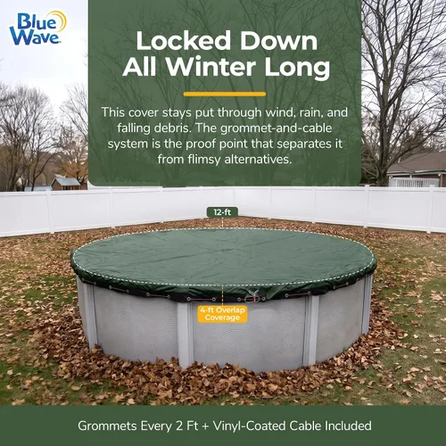 Vista 2 de Blue Wave BWC800 Gold - Cubierta rectangular de invierno para piscinas a ras de suelo, 24 x 40 pies, verde bosque