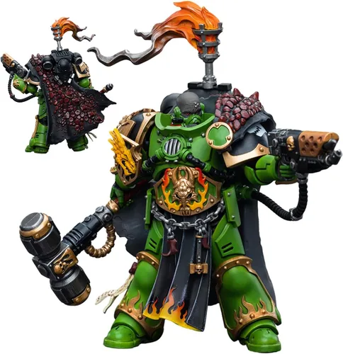 Vista 13 de JOYTOY Warhammer 40,000 1/18 Figura de acción Salamanders Terminator 1 con espada de poder y bolter de tormenta, modelo de colección de regalos