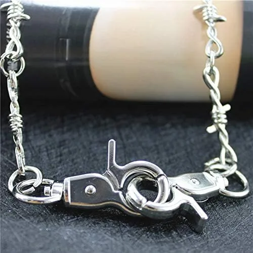 Vista 4 de Juego de collar de espinas blancas y negras con cadena de metal de seguridad para mujeres, hombres, niños y niñas, joyería gótica fresca