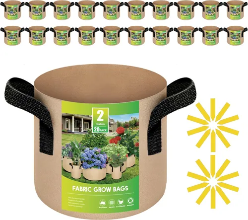 Vista 15 de iPower Paquete de 20 bolsas de cultivo de 2 galones, macetas de tela no tejida para plantación de jardín, macetas resistentes y de aireación