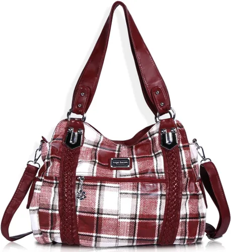 Vista 269 de Angel Barcelo - Bolsa de hombro amplia para mujer, diseño Hobo, cuero lavado