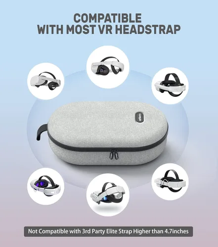 Vista 3 de Hevanto Funda de transporte para Oculus Quest 2, funda rígida para accesorios MetaOculus Quest 2 con correa Elite y controladores táctiles, otros