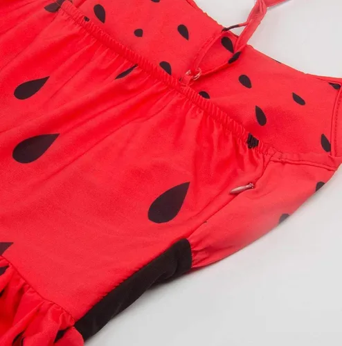 Vista 3 de Photno Vestido de cóctel para mujer, sin mangas, con estampado de sandía, rockabilly, vestidos rojos