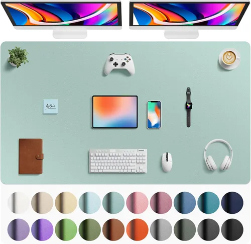 Vista 234 de Aothia - Protector de escritorio de cuero sintético grande, base antideslizante para mouse y superficie para escribir, impermeable, fácil de Agua