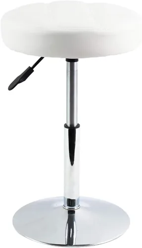 Vista 8 de FURWOO Taburete corto redondo de piel sintética – Taburete acolchado para salón, spa, manicura y tocador - pequeño negro
