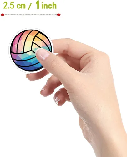 Vista 2 de Calcomanías de voleibol (500 unidades), 10 rollos de calcomanías de dibujos animados de estética gráfica, sellos autoadhesivos para decoración