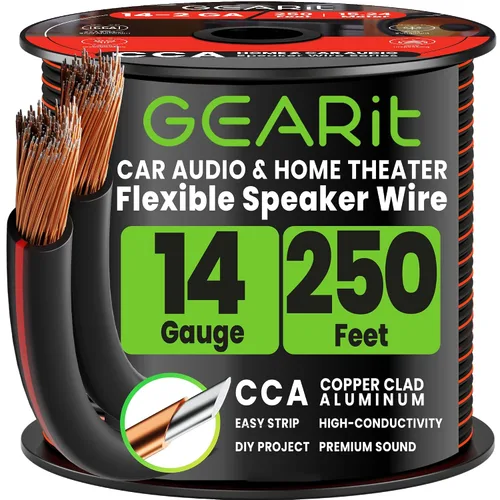 Vista 9 de GEARit - Cable de altavoz de calibre 14 de 20 pies, cable de altavoz 14/2 Negro