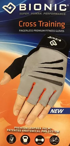Vista 4 de Bionic Glove - Guantes de entrenamiento cruzado para hombre con tecnología de ajuste natural, gris/naranja (par)